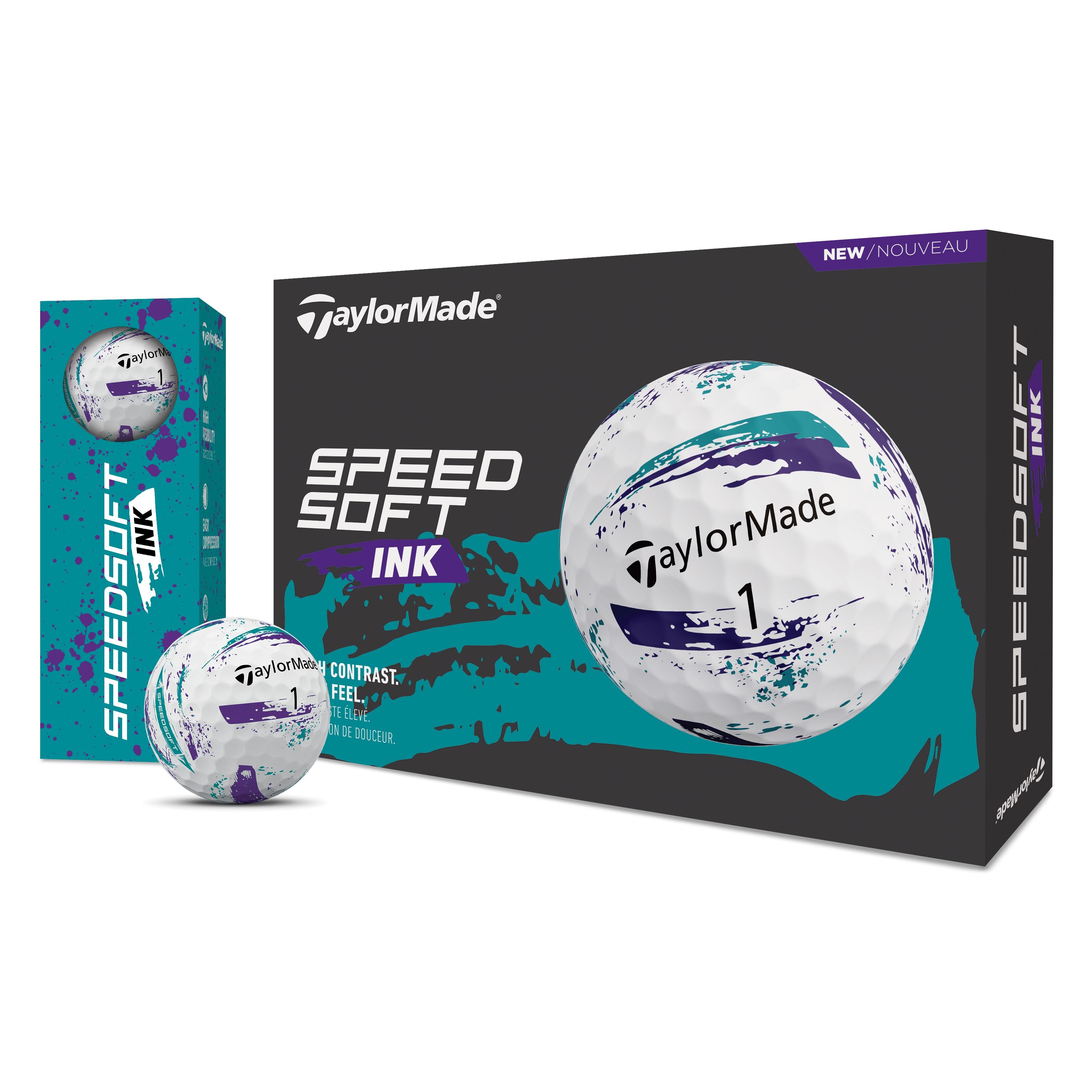 TaylorMade Balles SpeedSoft Ink Violet/Turquoise 2026 (Boite de 12)