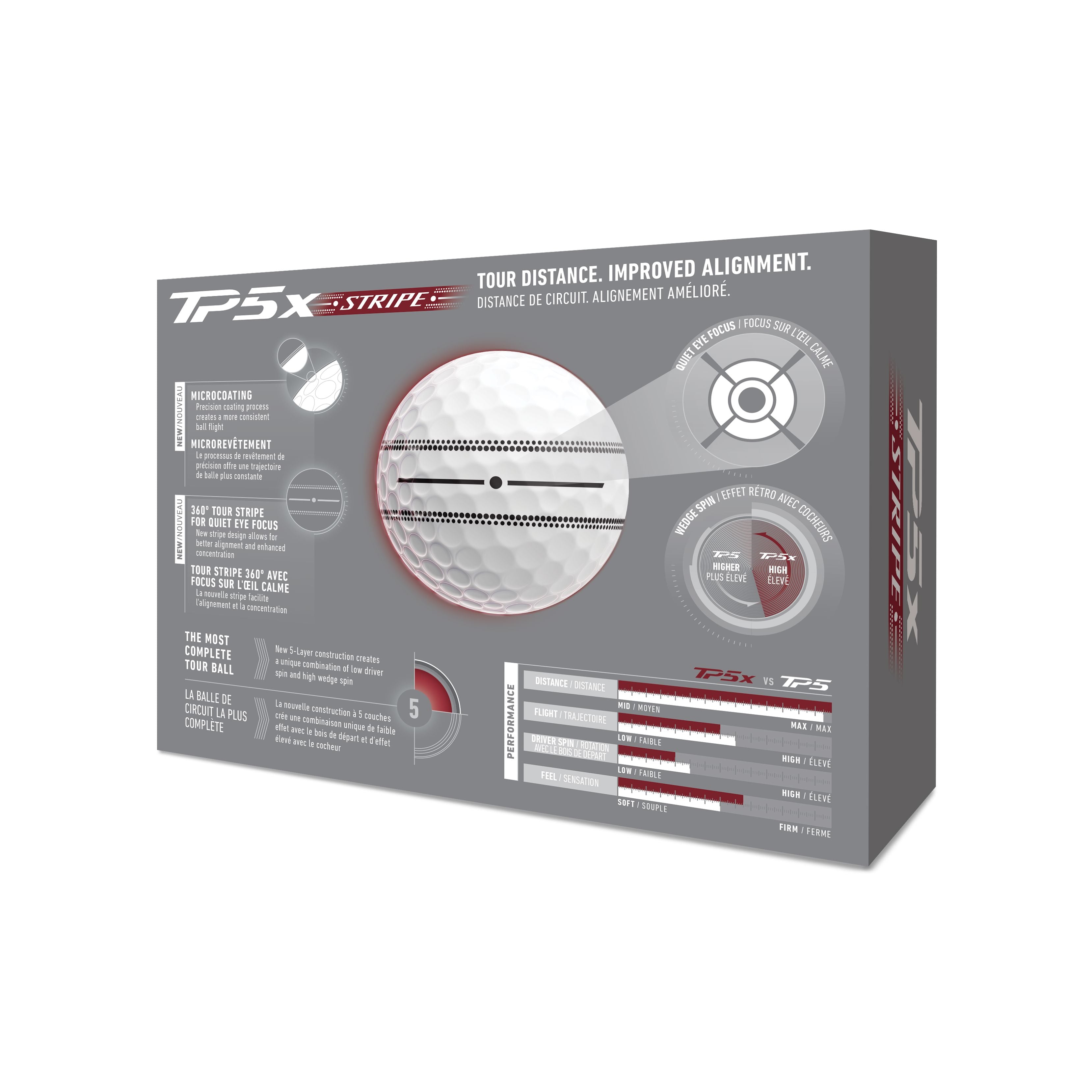 TAYLORMADE BALLES TP5X Stripe 2026 (boite de 12)