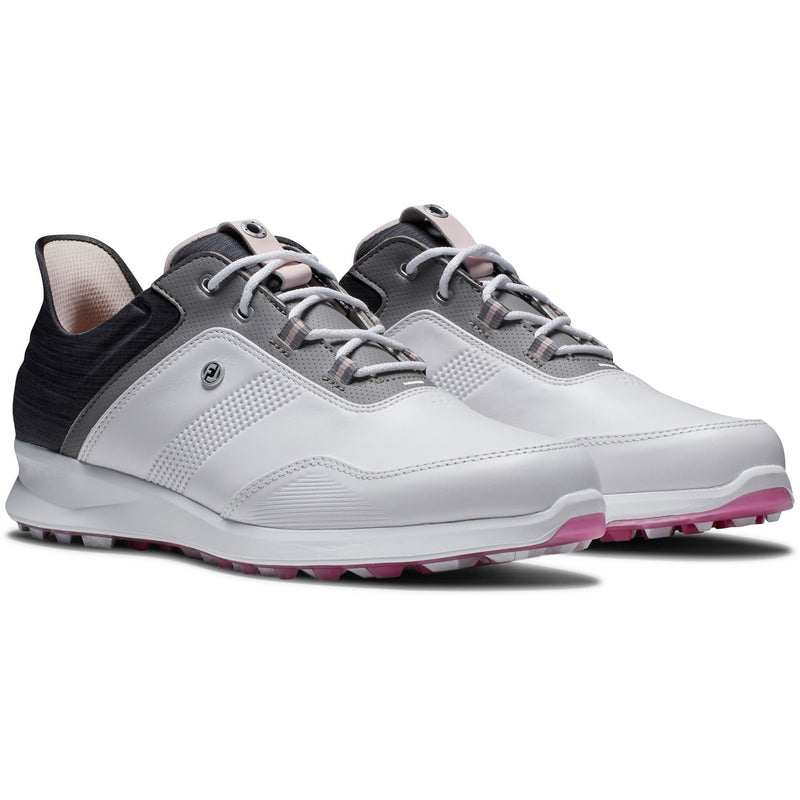 Footjoy Chaussure de golf 2023 Stratos Lady Blanc Anthracite Rose Chaussures femme FootJoy