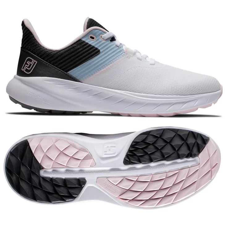 Footjoy Chaussure de golf FLEX LADY White Black Pink Chaussures femme FootJoy