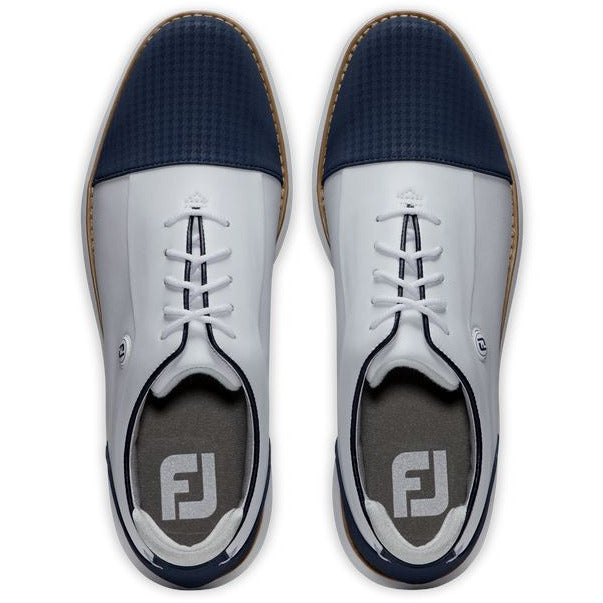 Footjoy Chaussure Traditions Shield Tip Lady Blanche bleu - Golf ProShop Demo