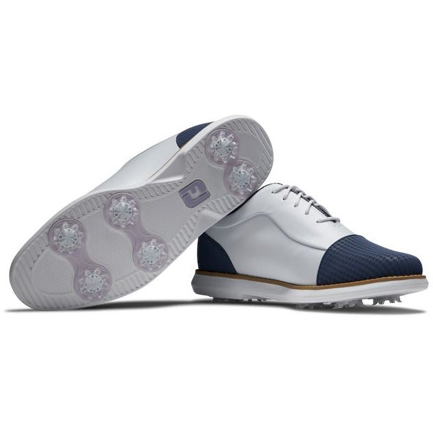 Footjoy Chaussure Traditions Shield Tip Lady Blanche bleu - Golf ProShop Demo