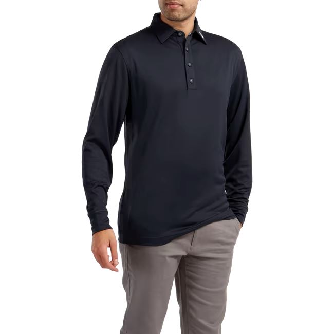Footjoy Polo Manches longues Thermolite col tissé Navy