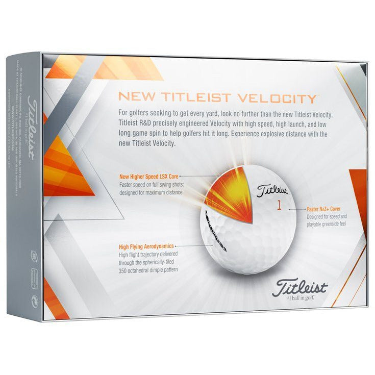 Titleist Balles Velocity Blanche 2022 (boites de 12 balles) avec prix dégressif Balles Titleist